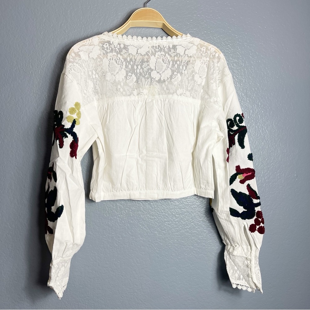 NWT Free People Meadows Embroidered Cropped Top Size M - Picture 5 of 6